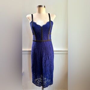 Hot! ❤️‍🔥 Blue lace & black satin panels 💙 EXPRESS cocktail dress size 8